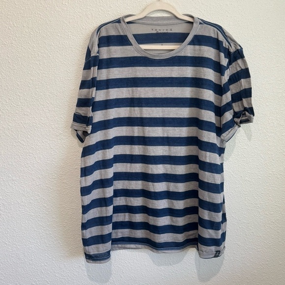 Lucky Brand Venice Burnout T-Shirt Men XL Striped Blue Short Sleeve Relaxed fit - Picture 1 of 7